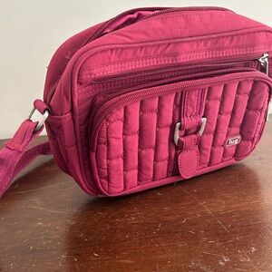 LUG Carousel XL Quilted Crossbody Bag Shoulder Purse Burgundy Wine